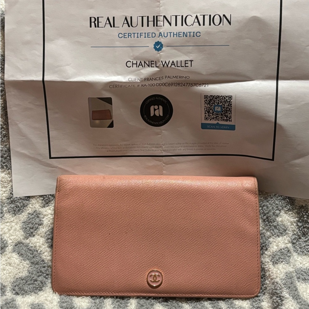 CHANEL Wallet CHANEL Purse COCO Mark/Button Motif Leather Rose comes with COA